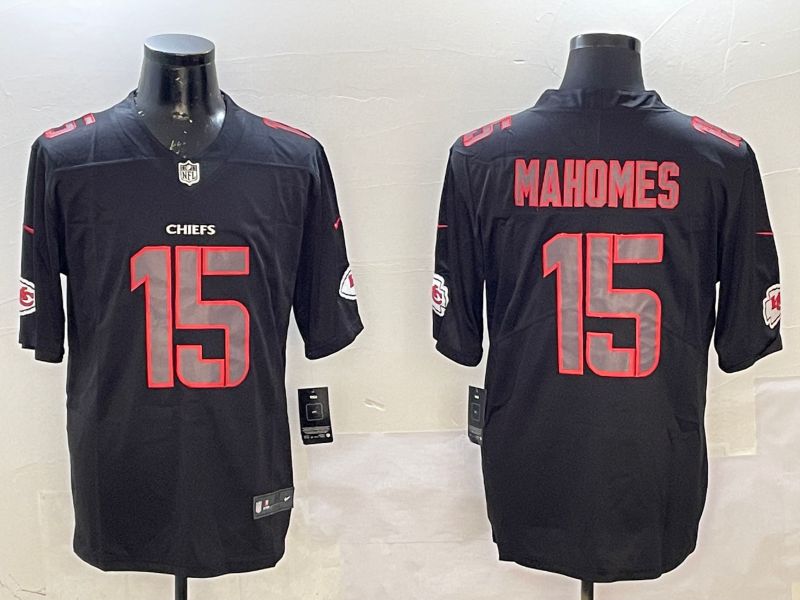 Men Kansas City Chiefs 15 Mahomes 2025 Nike Fashion Impact Black Limited NFL Jersey style 1